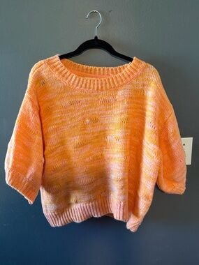 BiBi Orange Short-Sleeve Scoop Neck Knit Sweater
